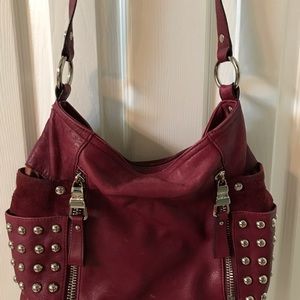 b. makowsky Burgundy Red Leather Hobo bag
